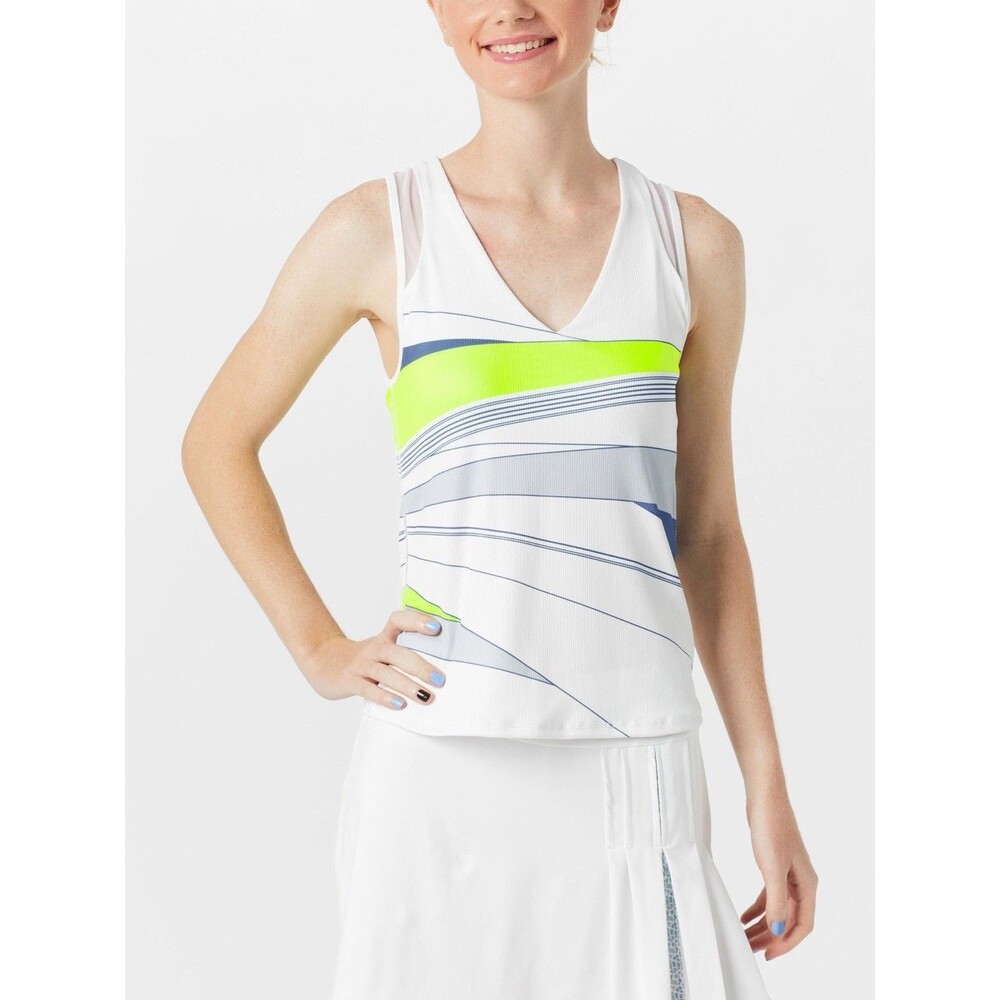NEW Lucky In Love Womens Size XL Going Strong Tennis Tank Built In Bra White